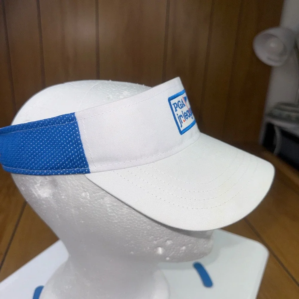 Garb PGA Jr League Kids Golf‎ Visor White Blue Snapback Hat Ages 5-12